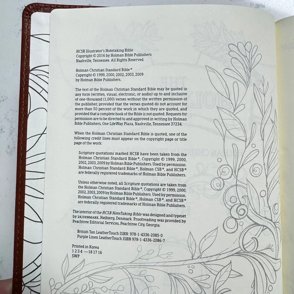 Holman Notetaking Bible HCSB Brown LeatherTouch Illustrator Edition